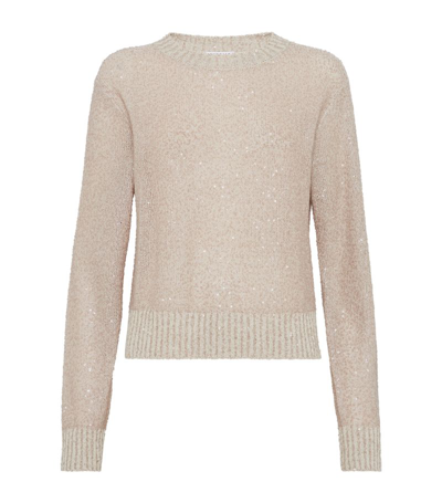 Shop Brunello Cucinelli Linen-cashmere-silk Sequin Sweater In Neutrals