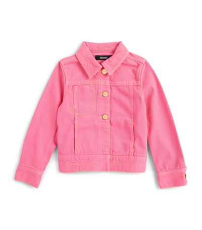 Shop Jacquemus L'enfant Denim Jacket (4-12 Years) In Pink
