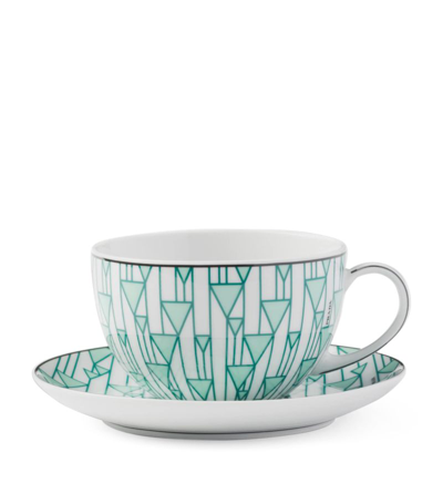 Shop Prada Vienna Cappucino Cup And Saucer (set Of 2) In Green
