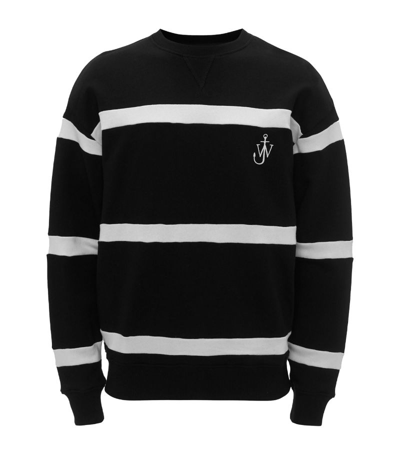 Shop Jw Anderson Cotton Striped Sweatshirt In Black