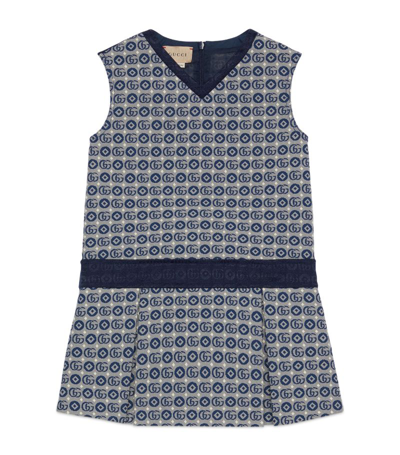 Shop Gucci Cotton Double G Dress (4-12 Years) In Blue