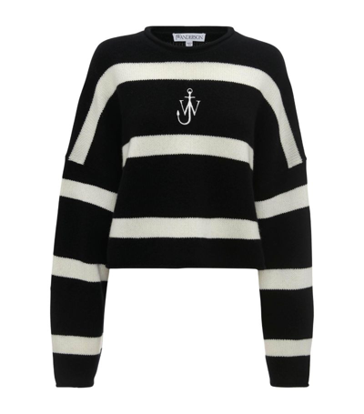 Shop Jw Anderson Wool-cashmere Striped Sweater In Black