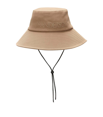 Shop Jw Anderson Embroidered Logo Bucket Hat In Neutrals