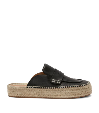 Shop Jw Anderson Leather Espadrille Loafer Mules In Black