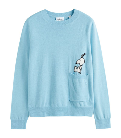 Shop Chinti & Parker X Peanuts Merino Wool-cashmere Sweater In Blue