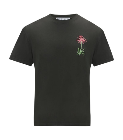 Shop Jw Anderson X Pol Anglada Embroidered T-shirt In Grey