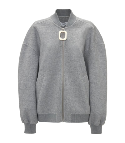 Shop Jw Anderson Wool Oversized Bomber Jacket In Grey