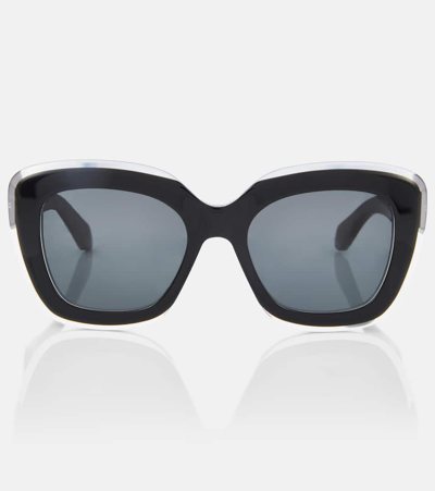 Shop Alaïa Logo Square Sunglasses In Black