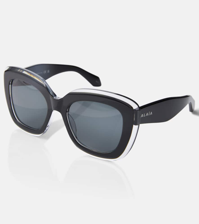 Shop Alaïa Logo Square Sunglasses In Black