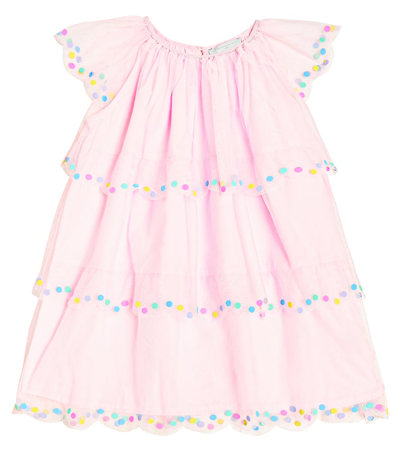 Shop Stella Mccartney Embroidered Ruffled Dress In Pink