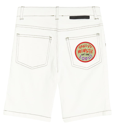 Shop Stella Mccartney Embroidered Cotton Blend Shorts In Weiss