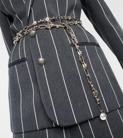 Shop Alessandra Rich Embellished Chain Belt In Silver