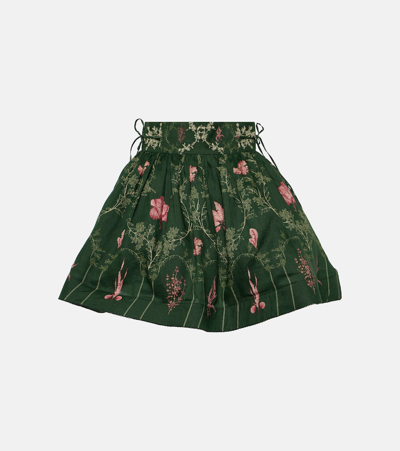 Shop Agua By Agua Bendita Nori Encaje Printed Linen Miniskirt In Multicoloured