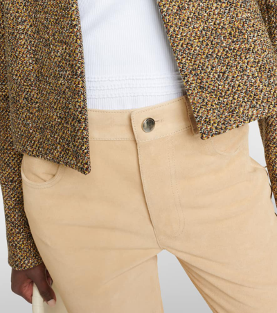 Chloé Mid-rise Suede Straight Pants In Beige