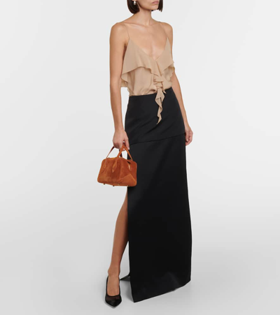 Khaite Saxon Slits Tailored Maxi Skirt In Black