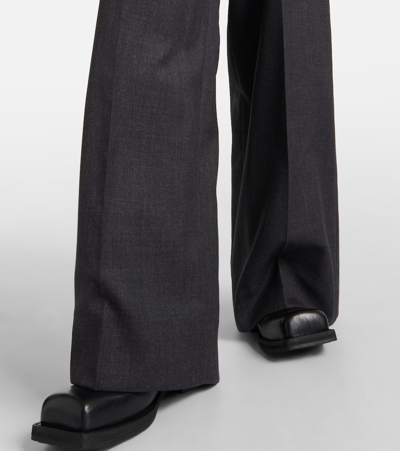 Shop Acne Studios Asymmetric Mid-rise Wide-leg Pants In Grey