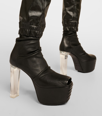 Shop Rick Owens Minimal Grill Stretch 130 Leather Ankle Boots In Schwarz
