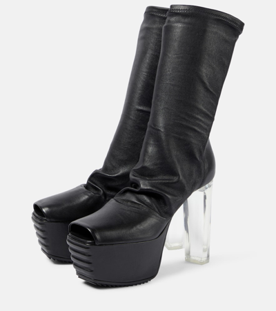 Shop Rick Owens Minimal Grill Stretch 130 Leather Ankle Boots In Schwarz