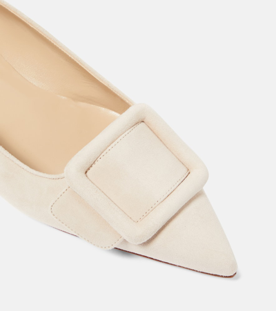 Shop Manolo Blahnik Maysale Suede Flats In Beige