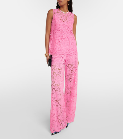 Dolce & Gabbana Sleeveless Lace Top In Pink