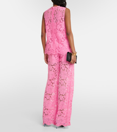 Dolce & Gabbana Sleeveless Lace Top In Pink