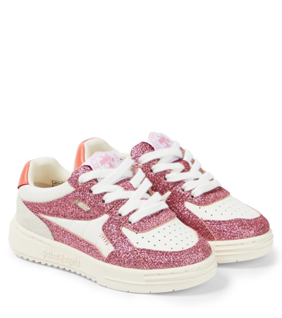 Shop Palm Angels Logo Glitter Sneakers In Pink