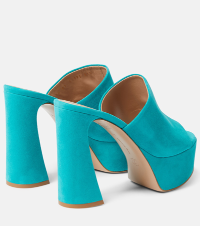Shop Gianvito Rossi Holly Suede Platform Mules In Blue