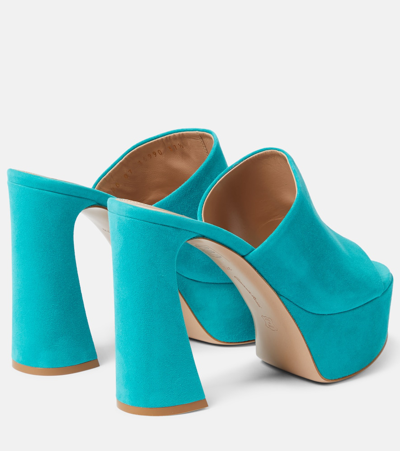 Gianvito Rossi Holly Suede Platform Mules In Blue