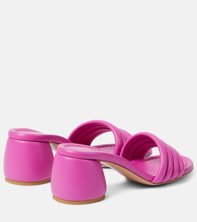 Shop Gianvito Rossi Malou Leather Mules In Pink