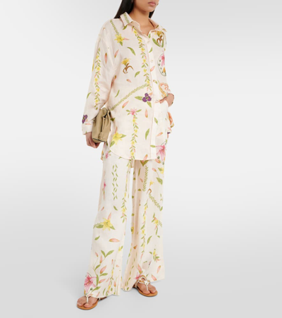 Agua By Agua Bendita Piñon Marina Linen Wide-leg Pants In Multicoloured