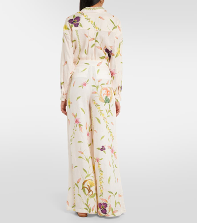Agua By Agua Bendita Piñon Marina Linen Wide-leg Pants In Multicoloured