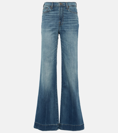 Shop 7 For All Mankind Modern Dojo High-rise Flared Jeans In Blue