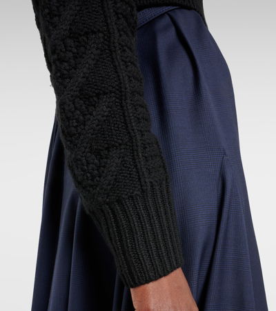 Shop Emilia Wickstead Aleph Cropped Cable-knit Wool Cardigan In Black