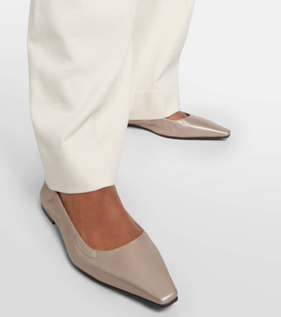 Brunello Cucinelli Metallic Point-toe Ballerina Flats In Silver