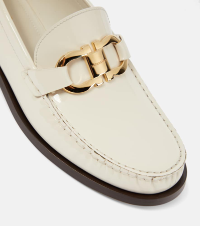 Shop Ferragamo Maryan Leather Loafers In White