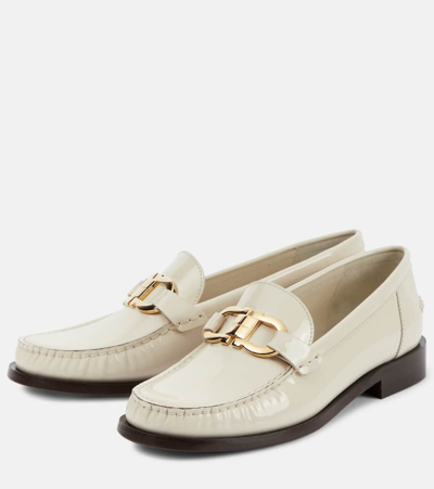 Shop Ferragamo Maryan Leather Loafers In White