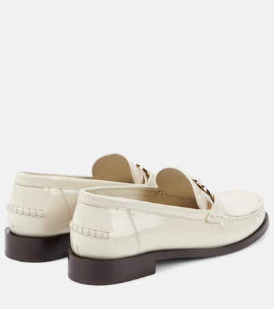 Shop Ferragamo Maryan Leather Loafers In White