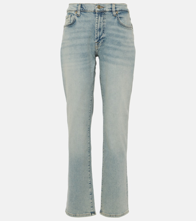 Shop 7 For All Mankind Ellie Mid-rise Straight Jeans In Blue