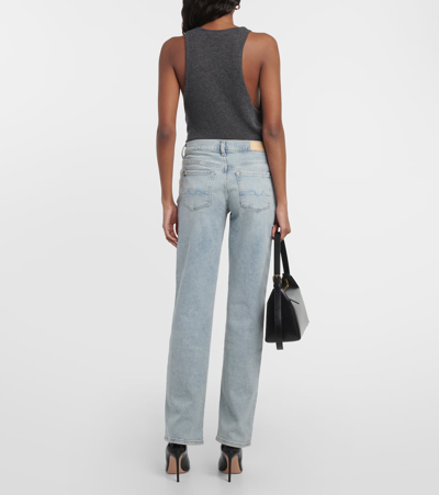 Shop 7 For All Mankind Ellie Mid-rise Straight Jeans In Blue