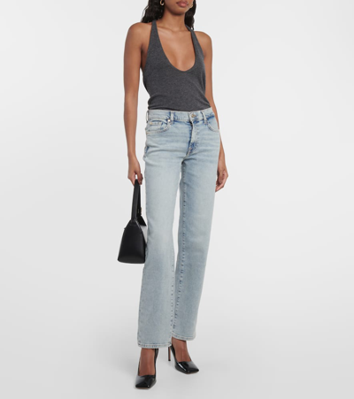 Shop 7 For All Mankind Ellie Mid-rise Straight Jeans In Blue