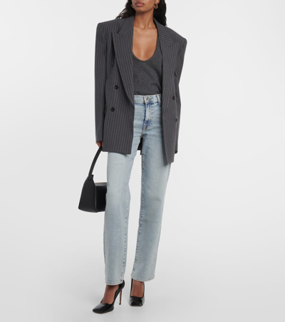 7 For All Mankind Ellie Mid-rise Straight Jeans In Blue