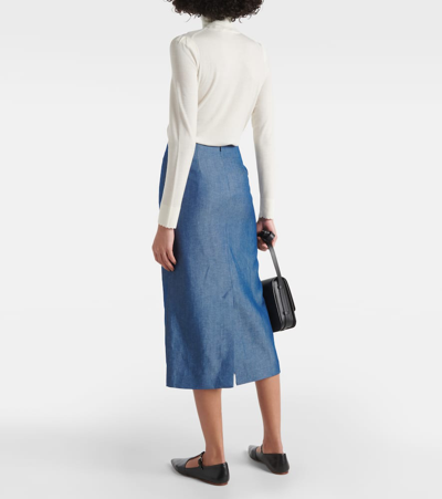 Shop Gabriela Hearst Manuela Wool And Linen Maxi Skirt In Blue