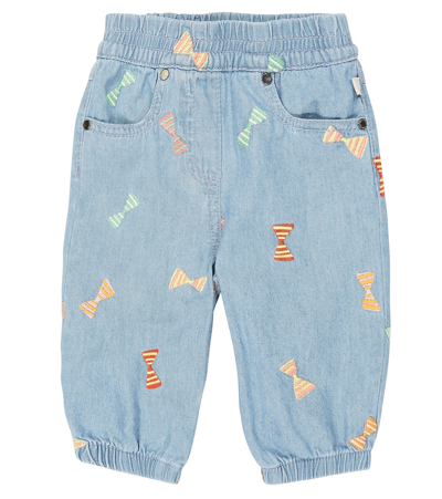 Shop Stella Mccartney Baby Embroidered Jeans In Blue