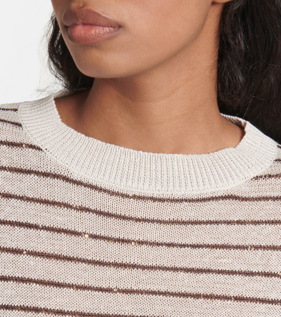 Brunello Cucinelli Striped Cotton Sweater In Multicoloured
