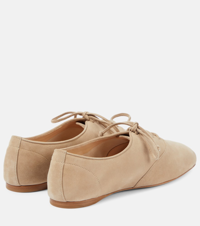 Shop Gabriela Hearst Maya Leather Lace-up Flats In Beige