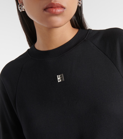 Shop Givenchy Logo Cotton Fleece Sweatshirt In Black