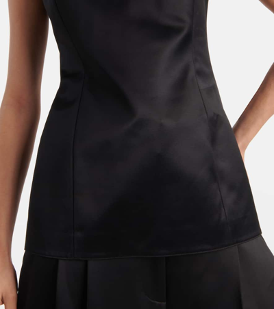 Shop Khaite Sasmo Silk-paneled Satin Top In Black