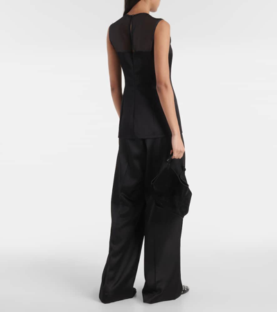 Khaite Sasmo Sleeveless Crepe And Mesh Top In Black