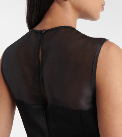 Shop Khaite Sasmo Silk-paneled Satin Top In Black