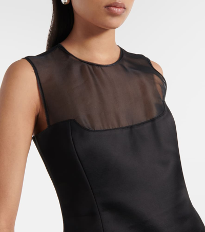 Shop Khaite Sasmo Silk-paneled Satin Top In Black